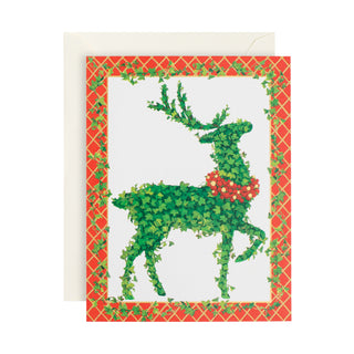 Topiary Stag Classic Christmas Cards - Includes 5 Cards & Envelopes