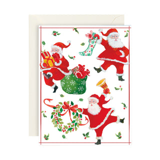 Dancing Santas Classic Christmas Cards - Includes 5 Cards & Envelopes