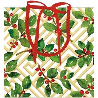 Holly And Fretwork Gift Bags - includes 1 Gift Bags
