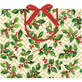 Holly And Fretwork Gift Bags - includes 1 Gift Bags