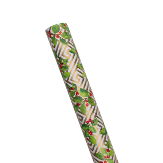 Holly And Fretwork Roll Wrap - includes 1 Roll