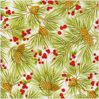 Evergreen And Berries White Roll Wrap - includes 1 Roll