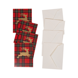 Royal Plaid Reindeer Foil Enclosure Cards & Envelopes - includes 4 Enclosure Cards & Envelopes
