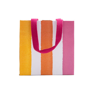 Cafe Stripe Warm Small Square Gift Bag - 5.75"L x 2.5" W x 5.75"H - includes 1 bag