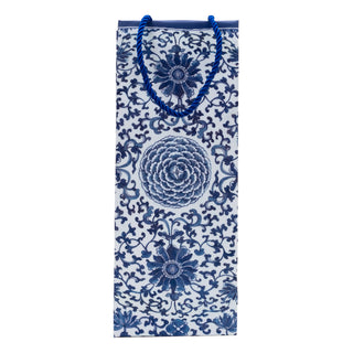 Indigo Garden Blue/White Bottle Bag 5"L x 3.5"W x 13"H - includes 1 bag