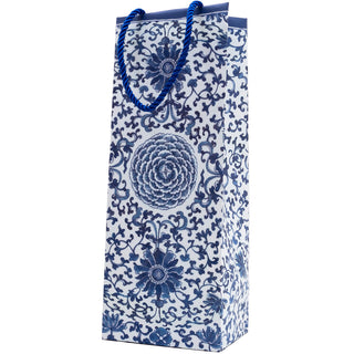 Indigo Garden Blue/White Bottle Bag 5"L x 3.5"W x 13"H - includes 1 bag