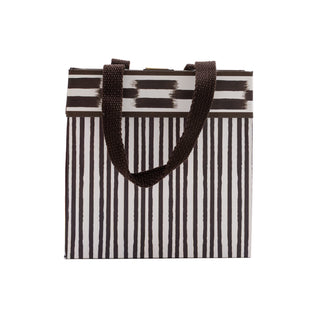 Boho Stripe Black/Brown Small Square Gift Bag - 5.75"L x 2.5" W x 5.75"H - includes 1 bag