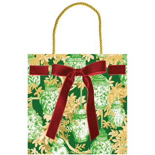 Ginger Jars Dark Green Small Square Gift Bag 5.75"L x 2.5" W x 5.75"H - includes 1 bag