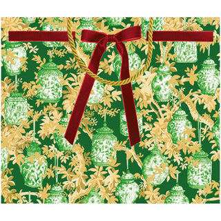 Ginger Jars Dark Green Large Gift Bag 11.75"L x 4.75"W x 10"H - includes 1 bag