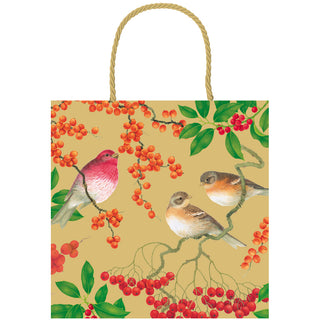 Birds And Berries Small Square Gift Bag 5.75"L x 2.5" W x 5.75"H - includes 1 bag