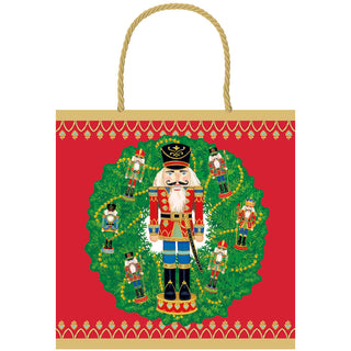 Nutcracker Wreath Small Square Gift Bag 5.75"L x 2.5" W x 5.75"H - includes 1 bag