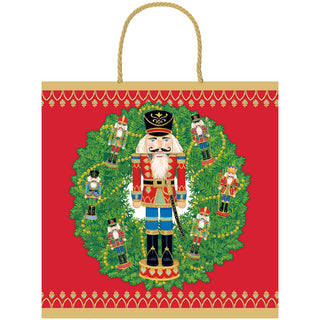 Nutcracker Wreath Medium Square Gift Bag 9.75"L x 9.75"H x 4"W - includes 1 bag