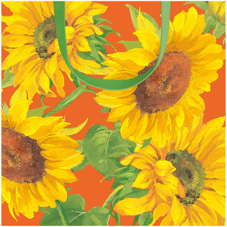 Sunflower Field Orange Small Square Gift Bag 5.75"L x 2.5" W x 5.75"H - includes 1 bag