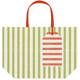 Melograno Stripe Sage Small Tote Gift Bag - 8.5"L x 5.75"H x 2.5"W - includes 1 bag
