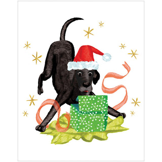 Black Lab With Gift Petite Christmas Cards - Includes 5 Cards & Envelopes A .98