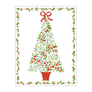 Twining Greenery Tree Classic Christmas Cards - Includes 5 Cards & Envelopes