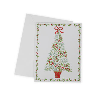 Twining Greenery Tree Classic Christmas Cards - Includes 5 Cards & Envelopes