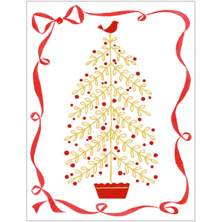 Golden Christmas Tree Foil Classic Embossed Boxed Christmas Cards - includes 10 cards & envelopes