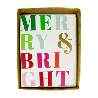 Merry and Bright Foil Classic Boxed Christmas Cards - includes 10 cards & envelopes