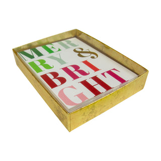 Merry and Bright Foil Classic Boxed Christmas Cards - includes 10 cards & envelopes