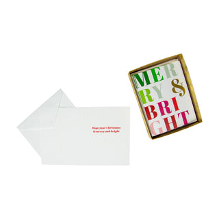Merry and Bright Foil Classic Boxed Christmas Cards - includes 10 cards & envelopes