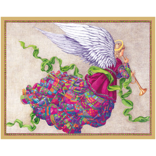 Trumpeting Colorful Angel Petite Christmas Cards - Includes 5 Cards & Envelopes