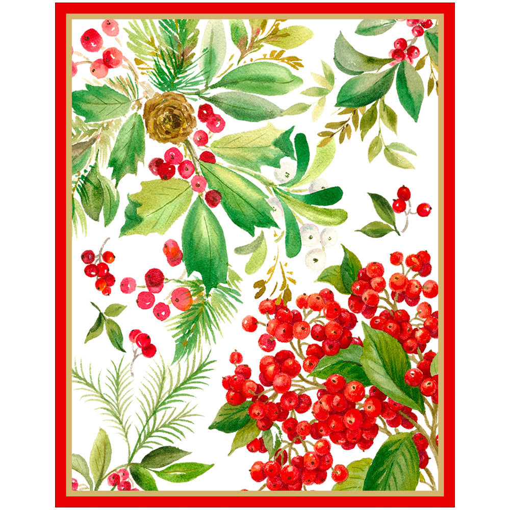 Holly Chintz A-Sized Christmas Cards Pack in Cello - 5 Cards & 5 Envelopes