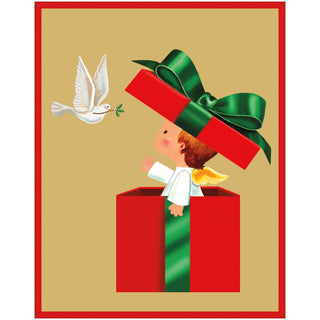 Baby Angel Gift And Dove Petite Christmas Cards - Includes 5 Cards & Envelopes