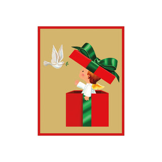 Baby Angel Gift And Dove Petite Christmas Cards - Includes 5 Cards & Envelopes