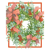 Ribbon Stripe Wreath C-Sized Christmas Cards Pack in Cello - 5 Cards & 5 Envelopes