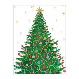Merry And Bright Tree Classic Christmas Cards - Includes 5 Cards & Envelopes