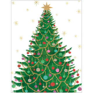 Merry And Bright Tree Classic Christmas Cards - Includes 5 Cards & Envelopes