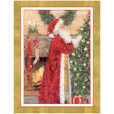 Santa At The Fireplace C-Sized Christmas Cards Pack in Cello - 5 Cards & 5 Envelopes