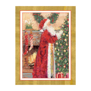 Santa At The Fireplace Classic Christmas Cards - Includes 5 Cards & Envelopes