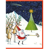 Santa'S Selfies C-Sized Christmas Cards Pack in Cello - 5 Cards & 5 Envelopes