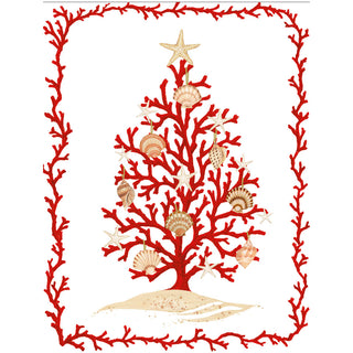 Coral Tree Foil Classic Embossed Boxed Christmas Cards - includes 10 cards & envelopes