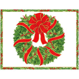 Evergreen Wreath With Red Ribbon Foil C-Sized Christmas Cards Pack in Cello - 5 Cards & 5 Envelopes
