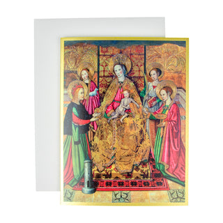 Virgin & Child W/St Ines/St Barbara Blank Classic Christmas Card - Includes 1 Card & Envelope B25