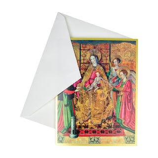 Virgin & Child W/St Ines/St Barbara Blank Classic Christmas Card - Includes 1 Card & Envelope B25