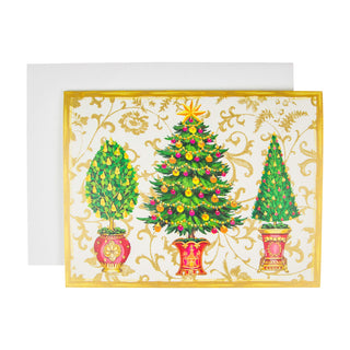 Gilded Trees Blank Classic Christmas Card - Includes 1 Card & Envelope B25