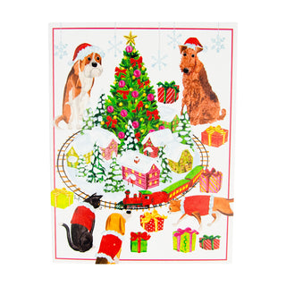 Pets With Model Train Blank Classic Christmas Card - Includes 1 Card & Envelope B25