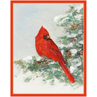 Cardinal And Evergreen Petite Boxed Christmas Cards - includes 15 cards & envelopes