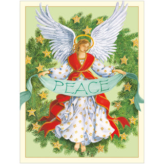 Angel Peace Wreath Classic Christmas Card Blank - includes 1 card & envelope
