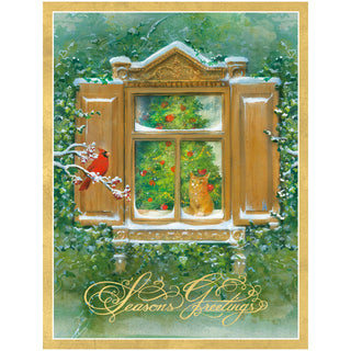 Wintry Window View Classic Boxed Christmas Cards - includes 15 cards & envelopes