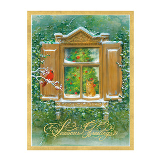 Wintry Window View Classic Boxed Christmas Cards - includes 15 cards & envelopes