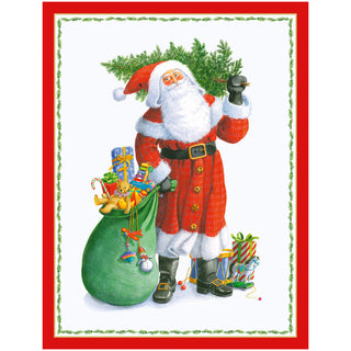 Santa Carrying Tree Cmas Classic Christmas Card Blank - includes 1 card & envelope