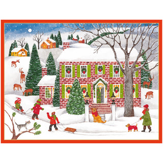 Snow Fun Classic Christmas Card Blank - includes 1 card & envelope