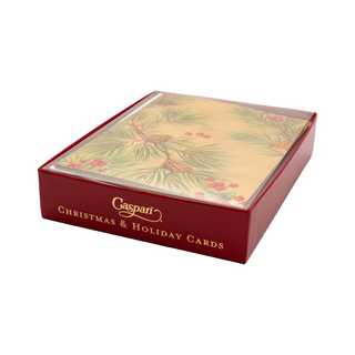 Evergreen And Berries Classic Boxed Christmas Cards - includes 15 cards & envelopes