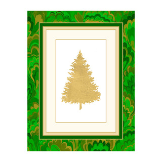Christmas Tree Marbled Foil Classic Boxed Christmas Cards - includes 10 cards & envelopes