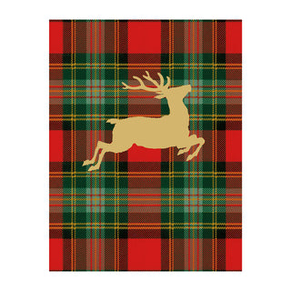 Reindeer Tartan Foil Classic Boxed Christmas Cards - includes 10 cards & envelopes